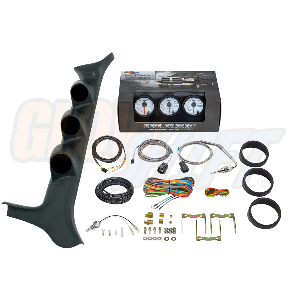 W7 Boost 2400 EGT Trans Temp Gauges Gray Pillar Pod for 9907 Ford F250